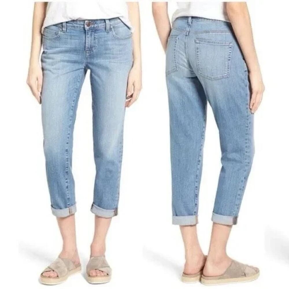 Eileen Fisher Wmns Light Wash Organic Cotton Stretch Boyfriend Jeans Blue R18BD